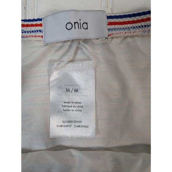 Onia Swim Bikini Leah Stripe Bottom Bandeau Stripe Top Red White Blue Medium - Picture 3 of 9